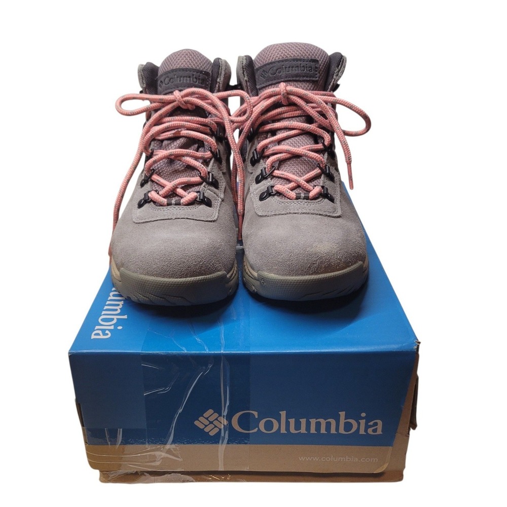 Columbia Newton Ridge Plus Waterproof Hiking Boots Grey Pink Womens 7.5